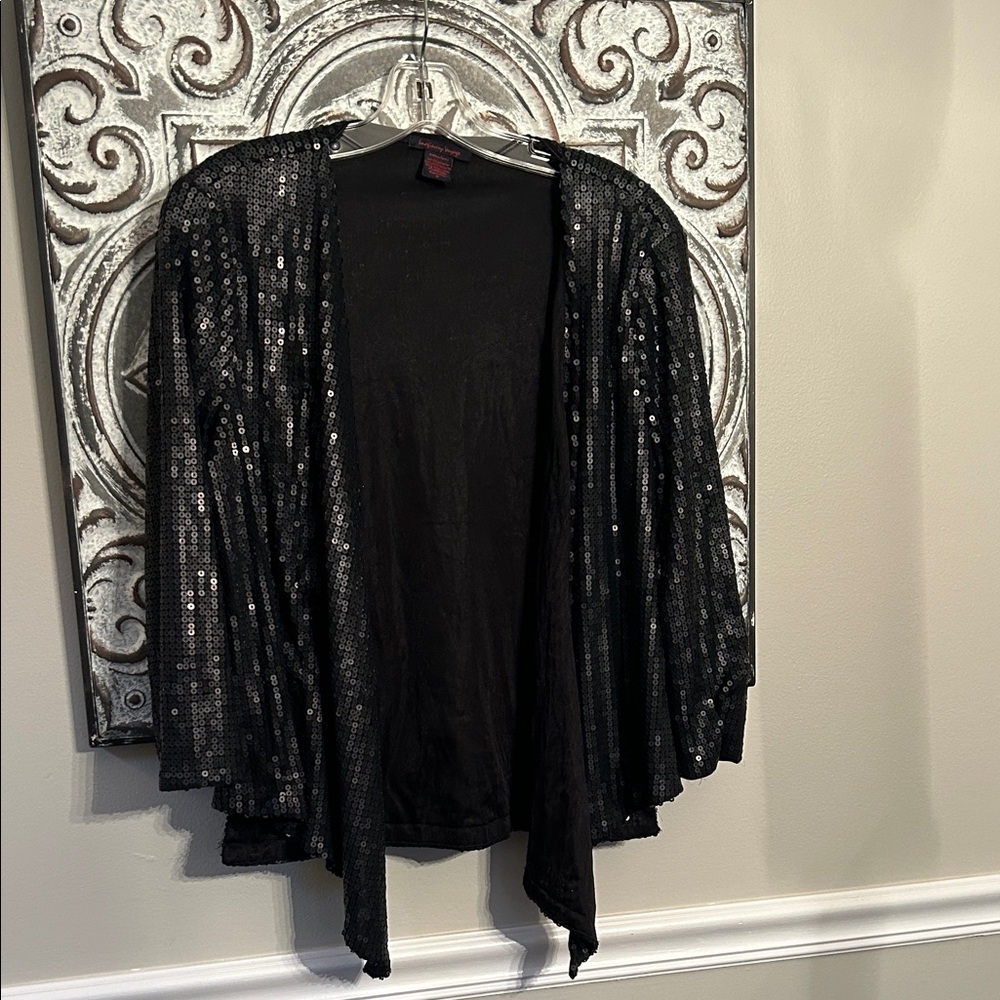Imaginary Voyage Black Textured sequin Cardigan